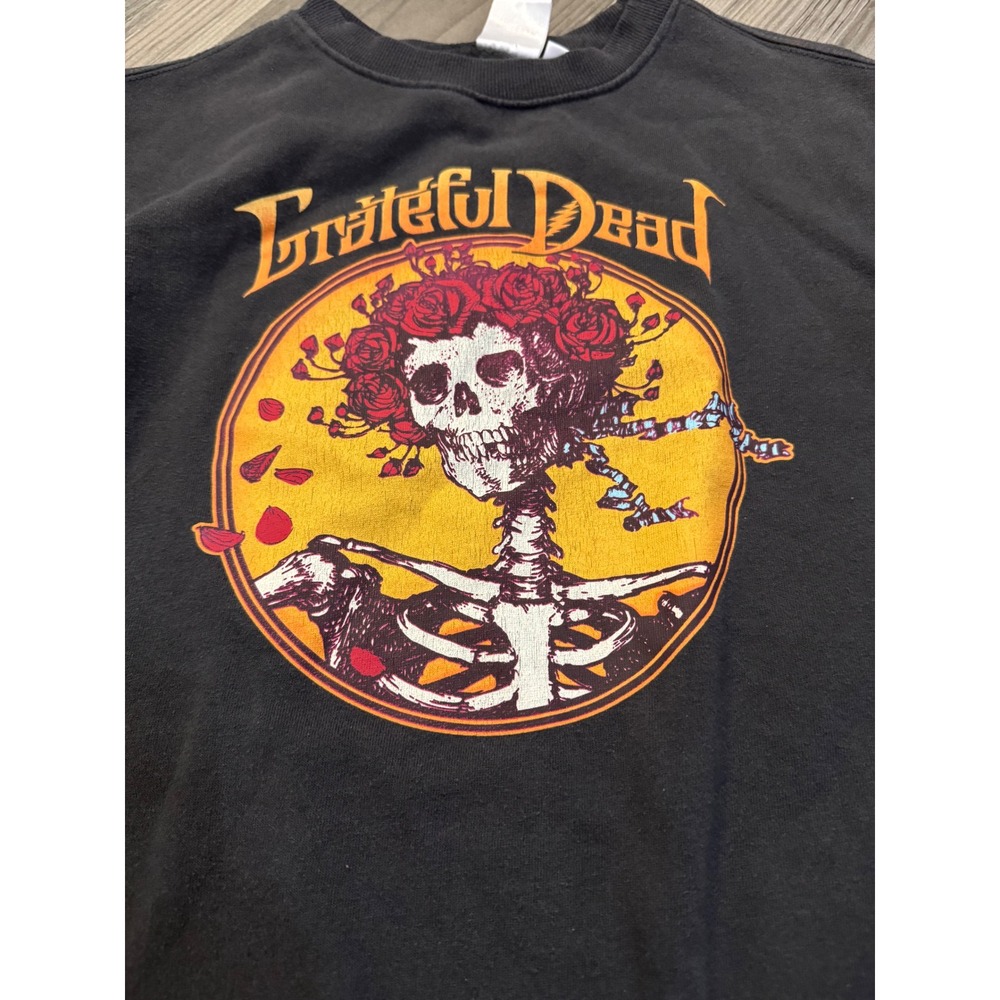 Grateful Dead vintage Bertha Skeleton Roses Graphic Sweatshirt Black Crewneck XS - Picture 2 of 5